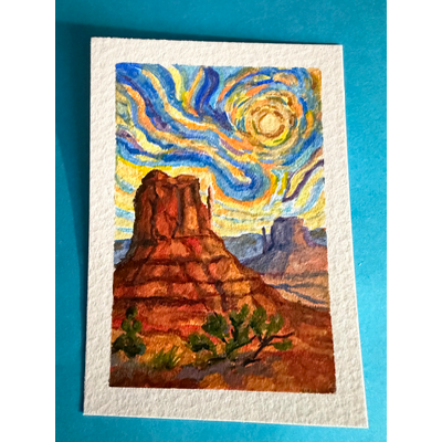 Southwest Starry Skies aceo art card thumbnail 1