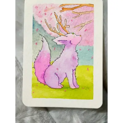 Pink Willows aceo art card thumbnail 1