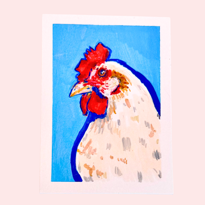 Chicken aceo art card thumbnail 1