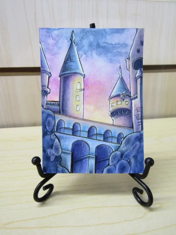 Castle at Sunset aceo art card