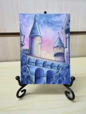 Castle at Sunset aceo art card thumbnail 1