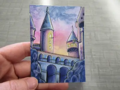 Castle at Sunset aceo art card thumbnail 2