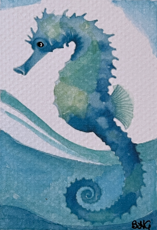 Seahorse 4 aceo art card