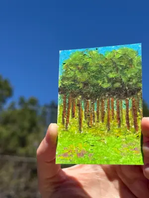 Pine Tree Forest at Midday aceo art card thumbnail 2