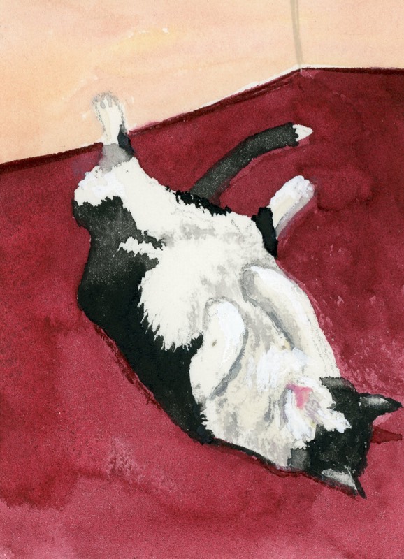 Sleepy Kitty aceo art card