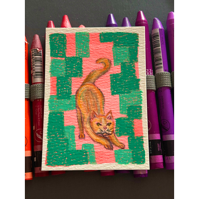Retro Grumpy Cat aceo art card thumbnail 3