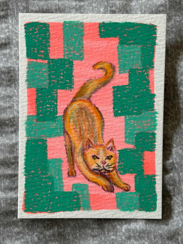 Retro Grumpy Cat aceo art card