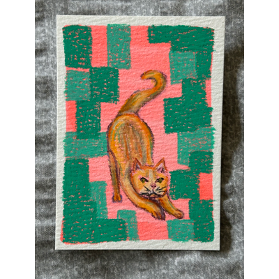 Retro Grumpy Cat aceo art card thumbnail 1