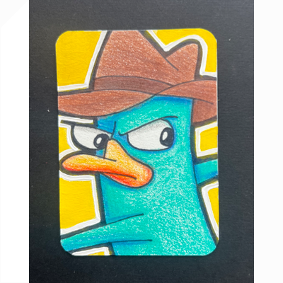 Perry the Platypus aceo art card thumbnail 2