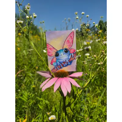 Azure Faerie Frog - Original ACEO aceo art card thumbnail 2
