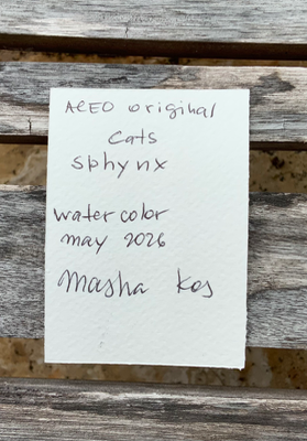 Watercolor painting on a bold cat “Sphynx”. aceo art card thumbnail 2