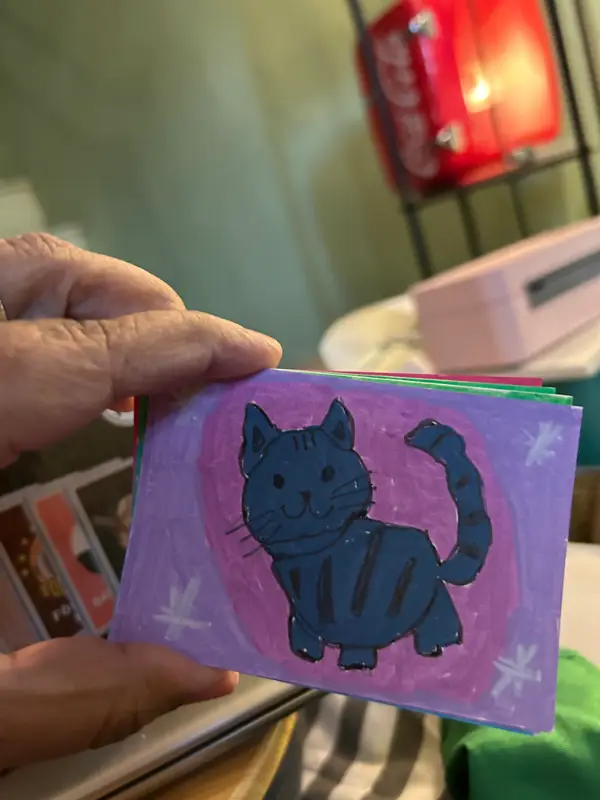 Grey Blue Kitty aceo art card