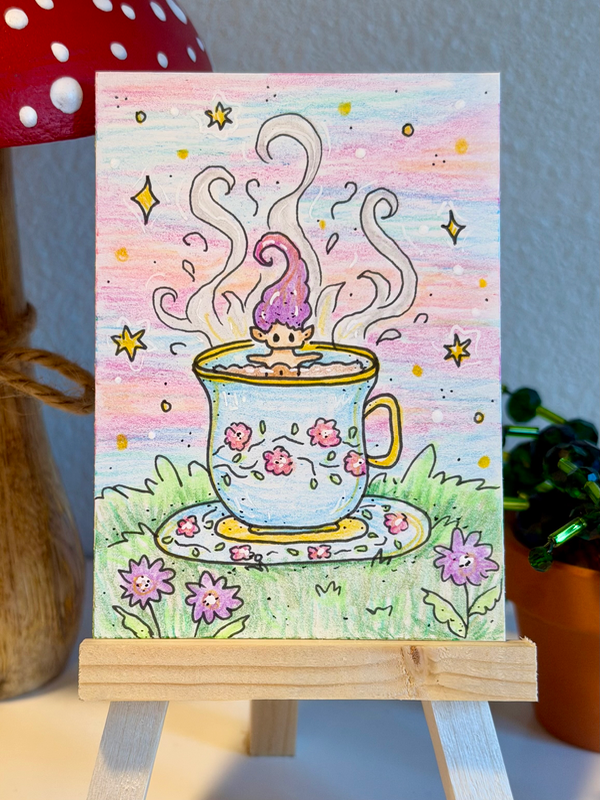 Tiny Troll Paradise aceo art card