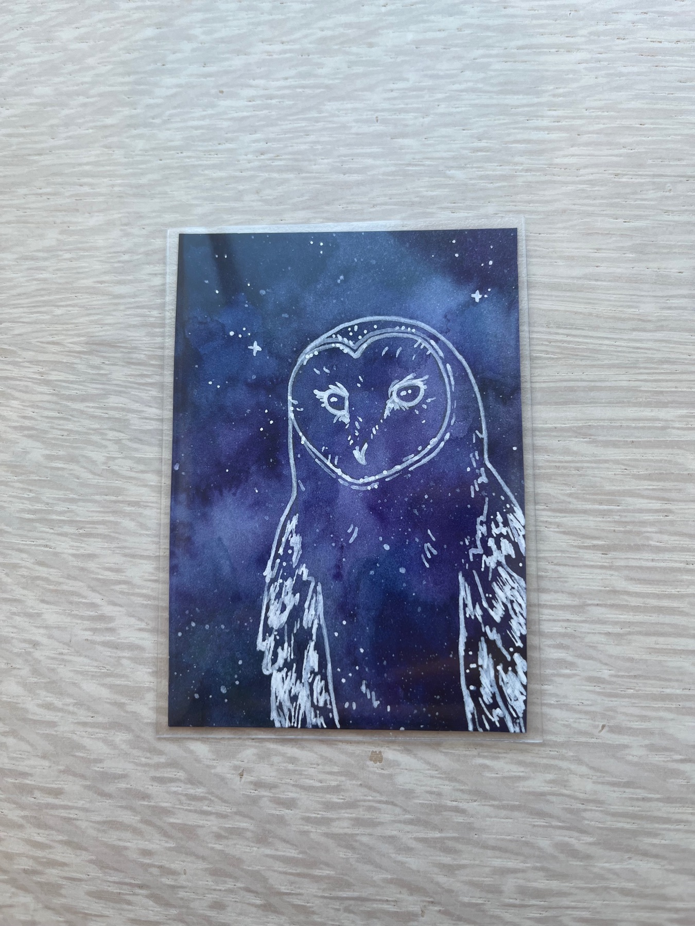“Barn Owl” Galaxy Series 1/4 aceo art card