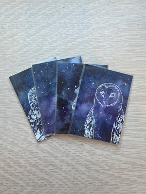 “Barn Owl” Galaxy Series 1/4 aceo art card thumbnail 2