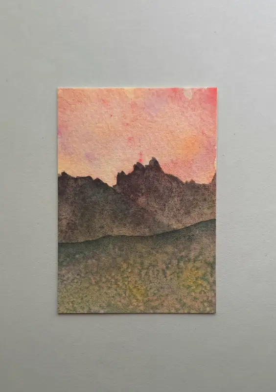Mountain Sunset 1 aceo art card