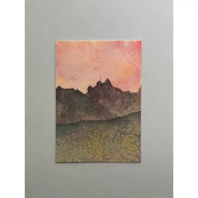 Mountain Sunset 1 aceo art card thumbnail 1
