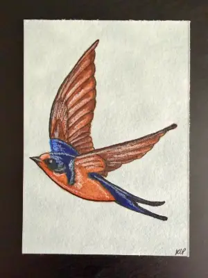 Barn Swallow aceo art card thumbnail 2