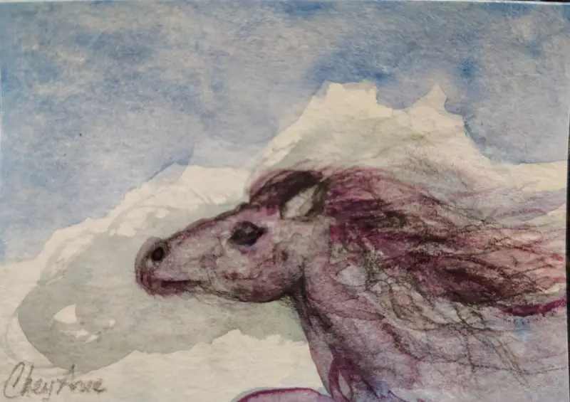 When Horses Chase Your Dreams by CheyAnne aceo art card