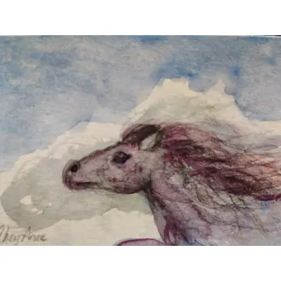 When Horses Chase Your Dreams by CheyAnne aceo art card thumbnail 1