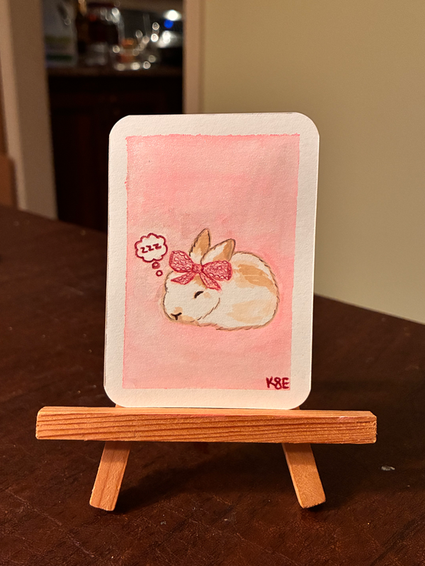 Sleepy Bunny aceo art card