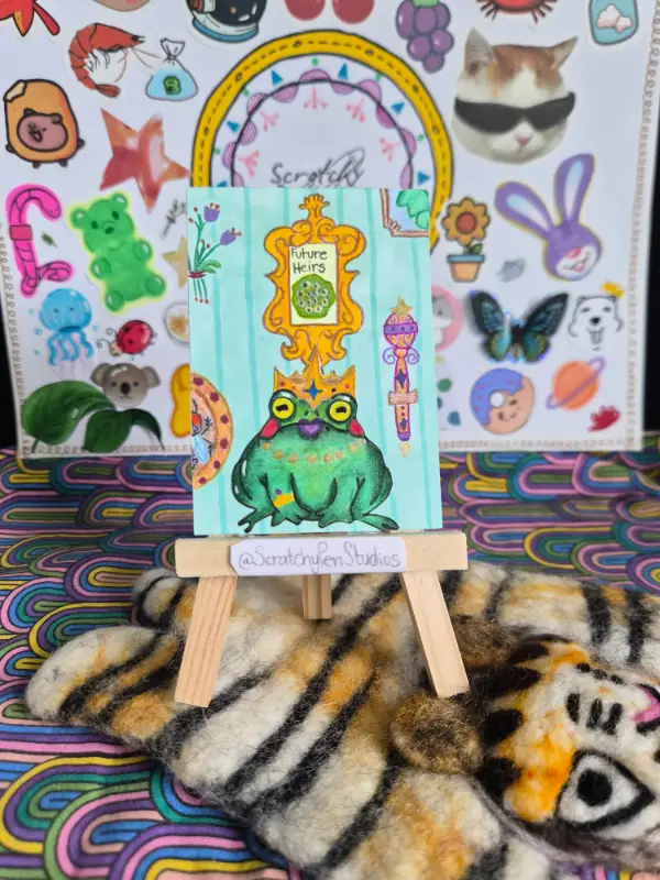 "Her Majesty" Animal, Frog aceo art card