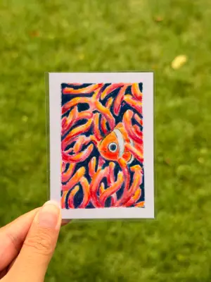 Peekaboo - Moorish Idol Fish aceo art card thumbnail 2