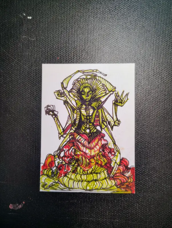 Green woman aceo art card