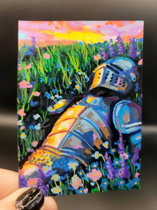 Sleeping Knight Under A Sunset venett_22 aceo art card