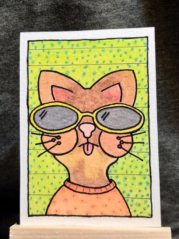 Cool Cat no4 aceo art card