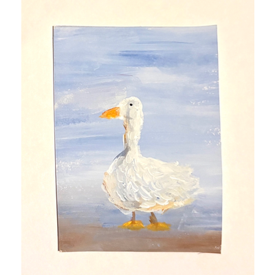 Original ACEO Duck Painting Mini Art Duck Bird Acrylic OOAK, Goose mini aceo art card thumbnail 2