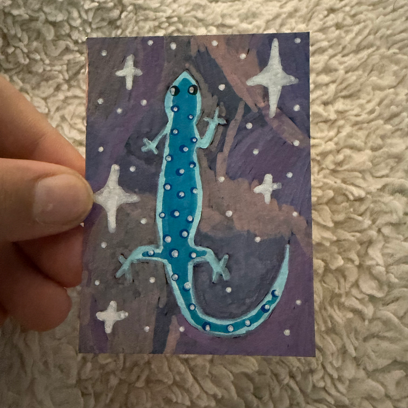 Lizard in Space III aceo art card