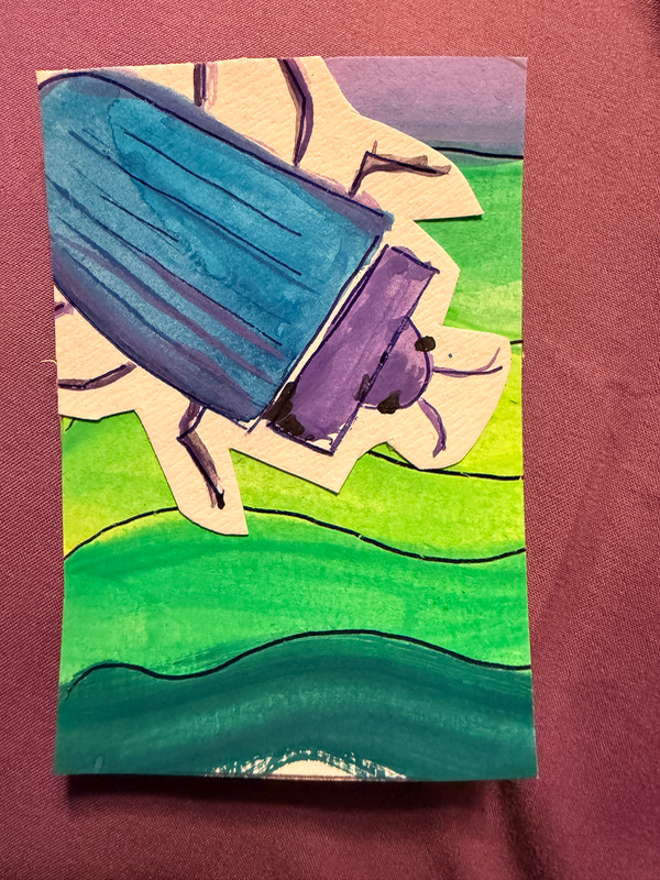 Curious Beetle aceo art card
