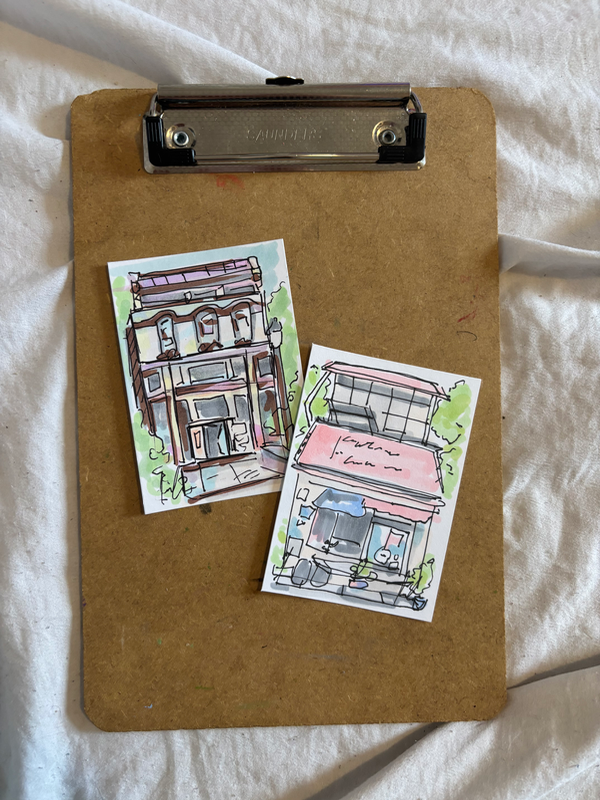 Bundle urban sketch ACEOS “Classy” & “Front Line” aceo art card