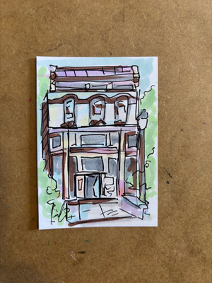 Bundle urban sketch ACEOS “Classy” & “Front Line” aceo art card thumbnail 3