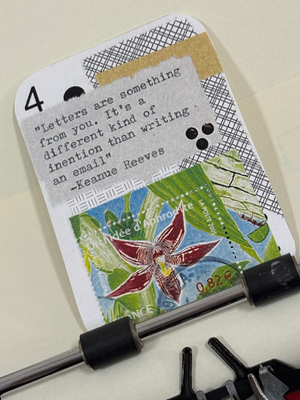 Flower stamp collage print by Mazerzine aceo art card thumbnail 2