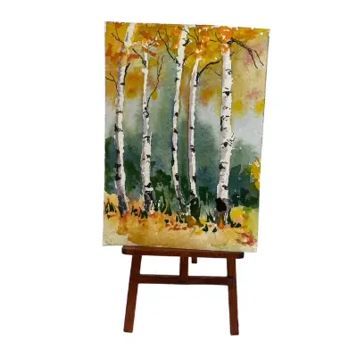 Aspens in the mist aceo art card thumbnail 2