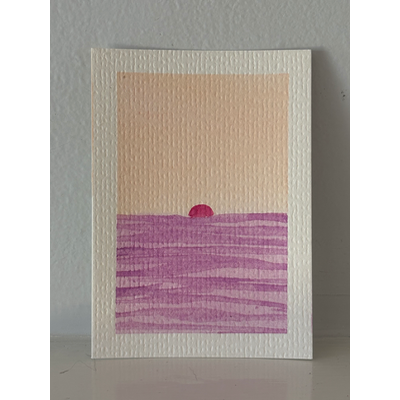 ACEO original, pink sun aceo art card thumbnail 2