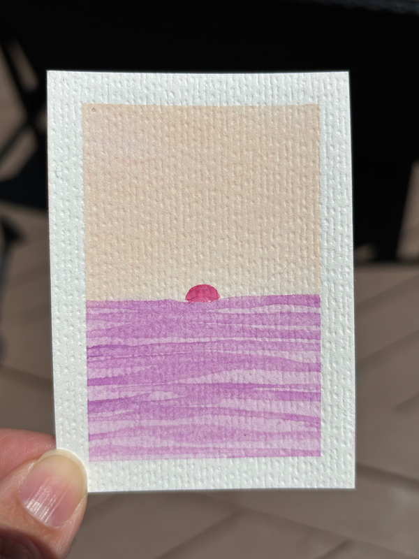 ACEO original, pink sun aceo art card
