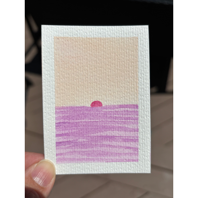 ACEO original, pink sun aceo art card thumbnail 3