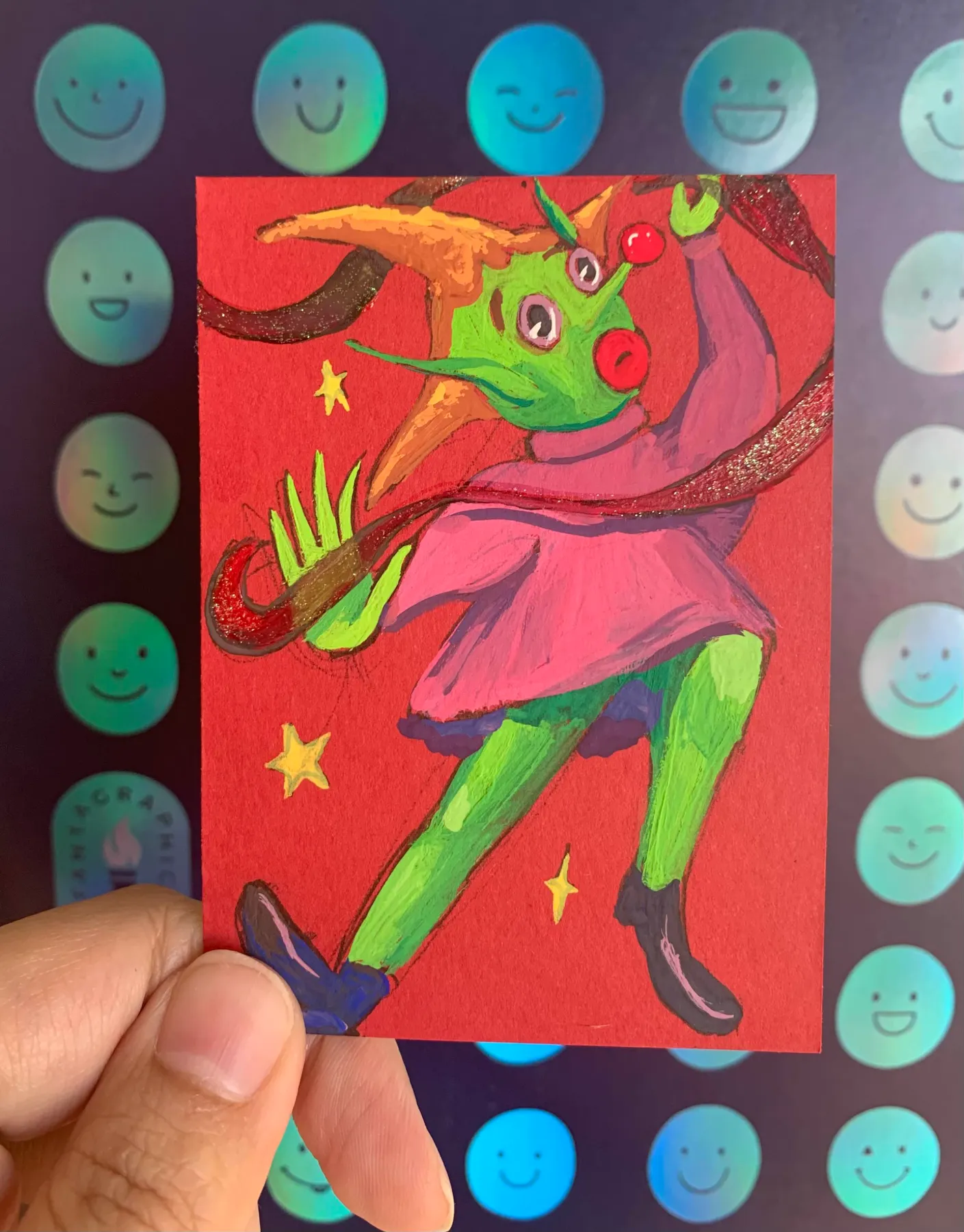 Goblin Clown 4/7 - Ribbon Dancer aceo art card