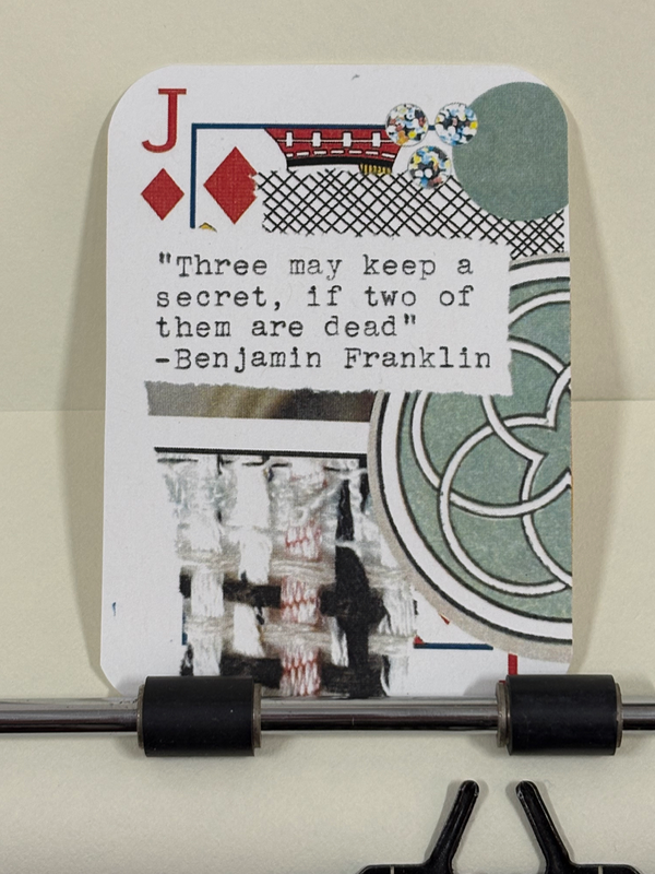Benjamin Franklin quote micro collage print by Mazerzine aceo art card