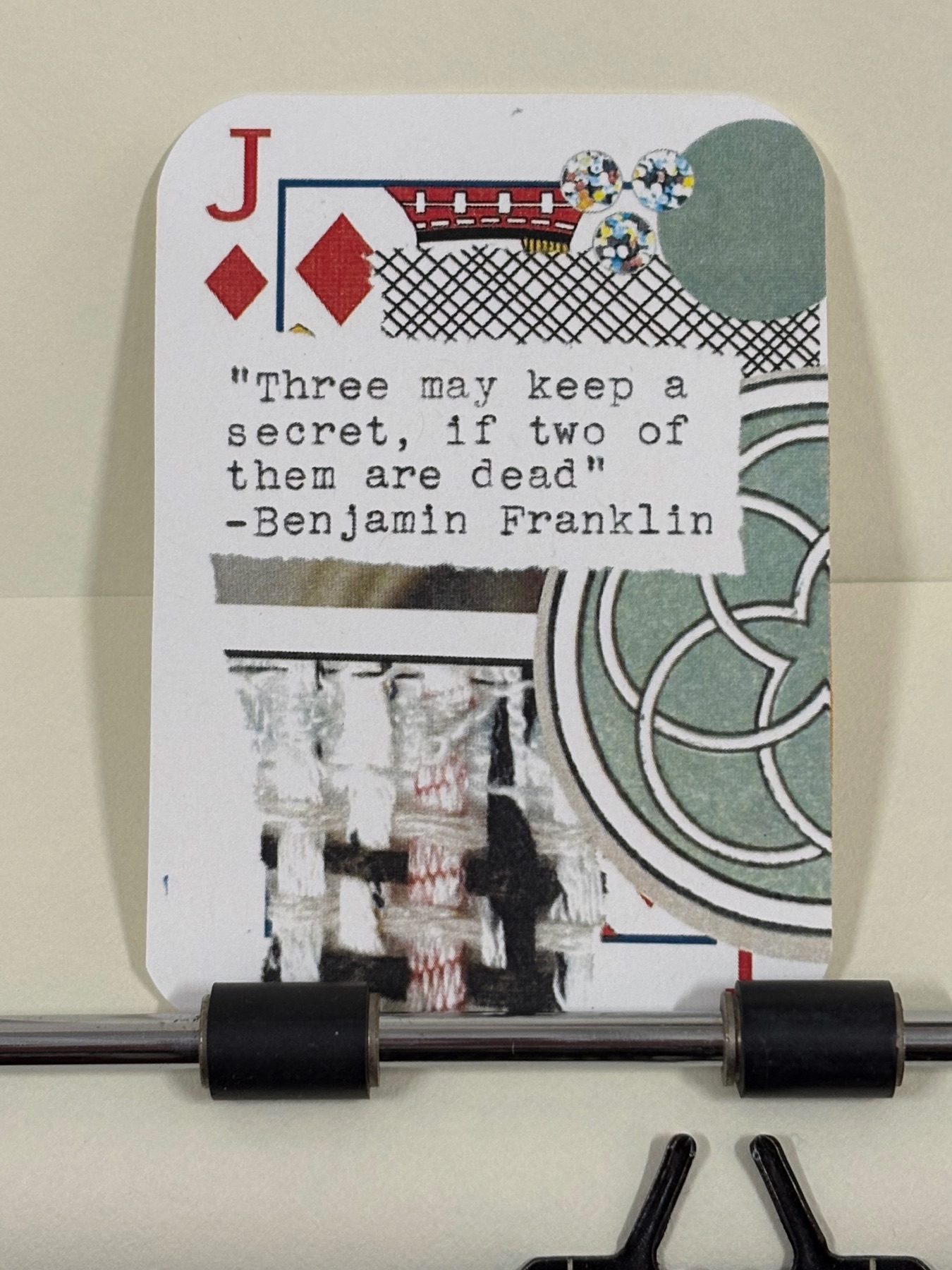 Benjamin Franklin quote micro collage print by Mazerzine aceo art card
