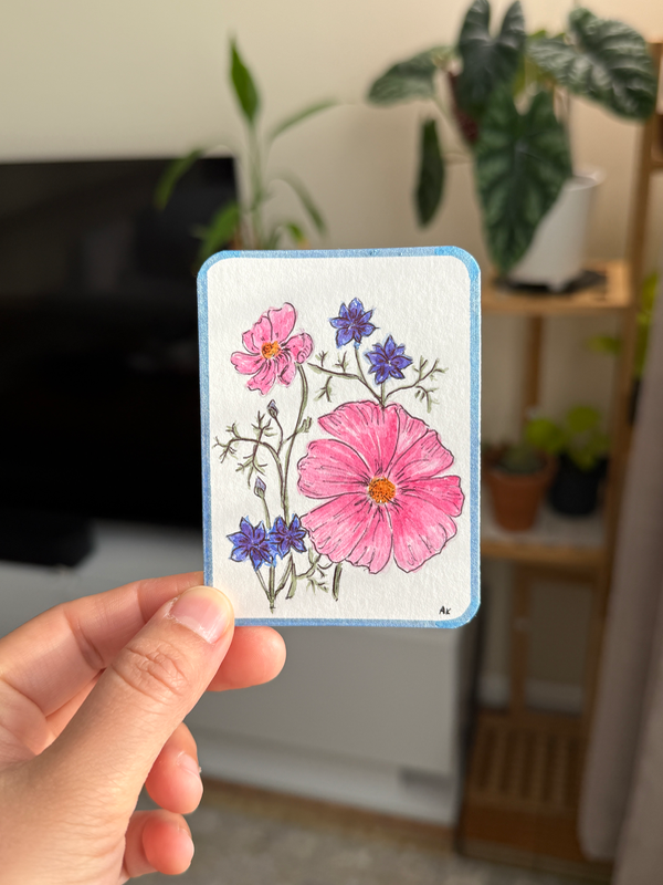 Flower power aceo art card