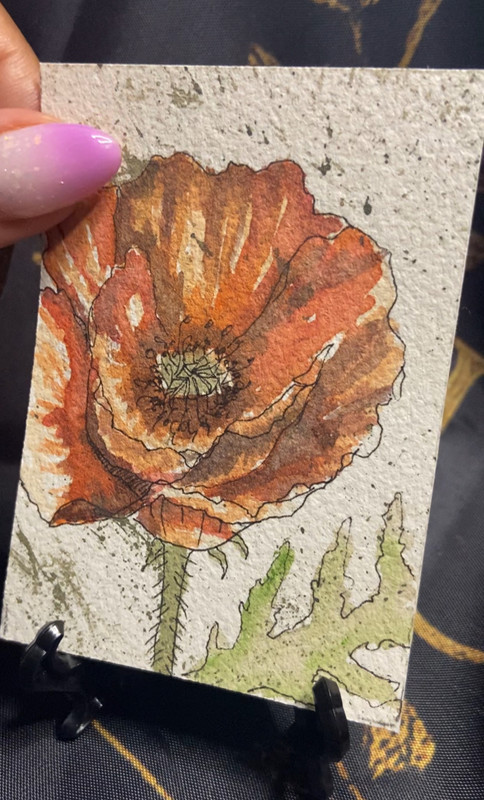 California Poppy aceo art card