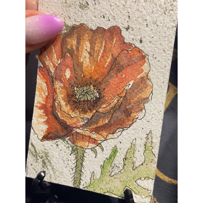 California Poppy aceo art card thumbnail 1