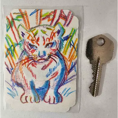 Rainbow Tiger aceo art card thumbnail 2