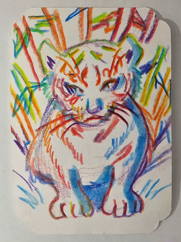 Rainbow Tiger aceo art card