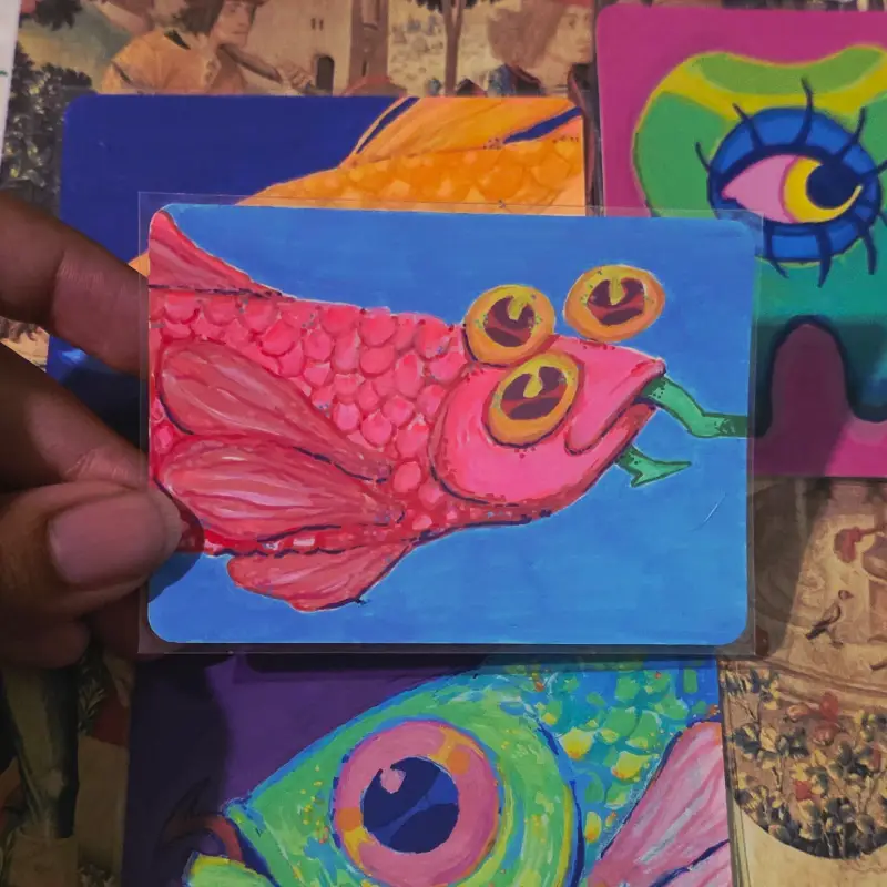 Strawberry Fish aceo art card