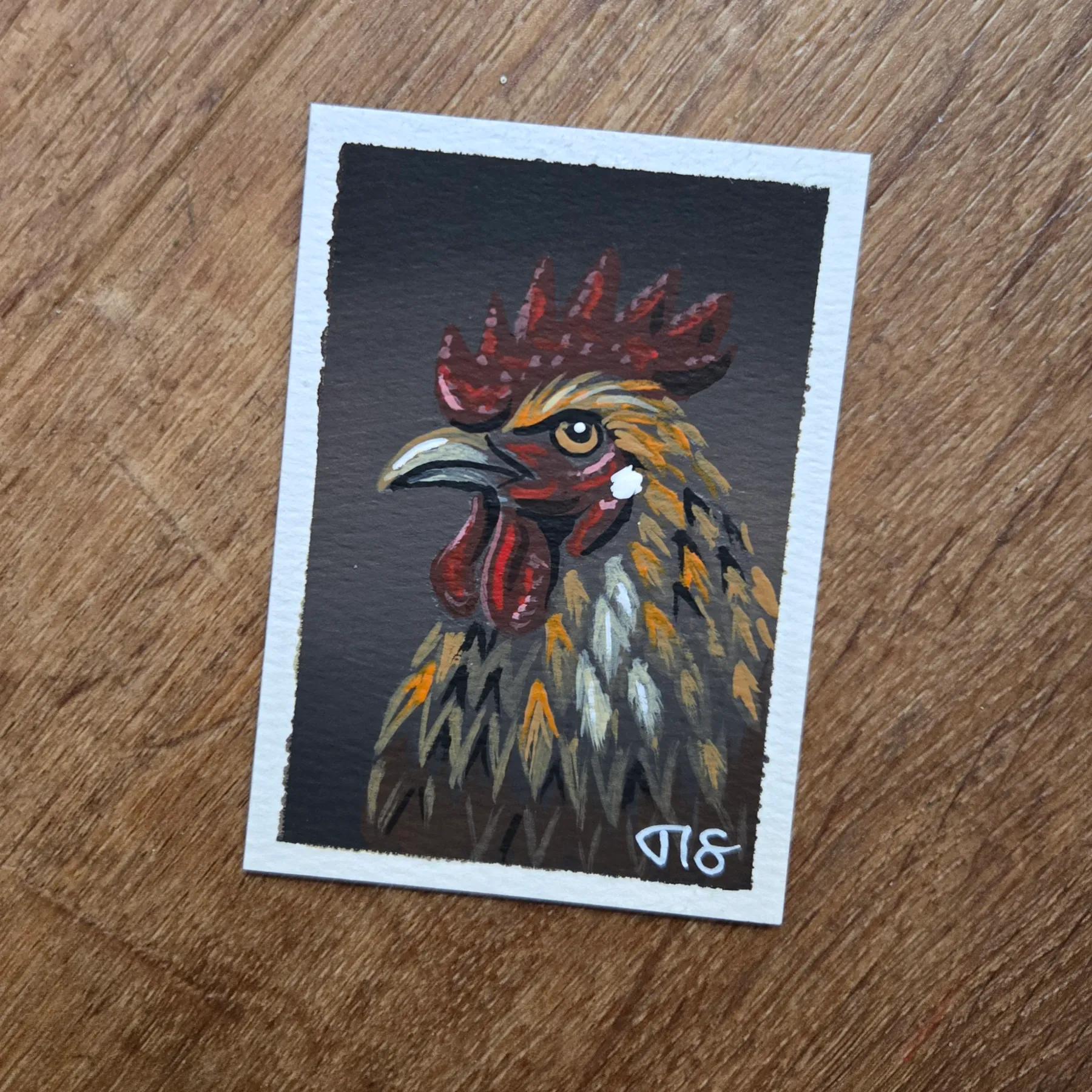Rooster aceo art card
